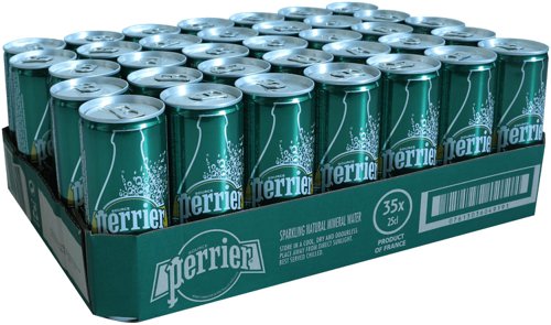 Perrier 250ml Sparkling Water Slim Can (Pack of 30)