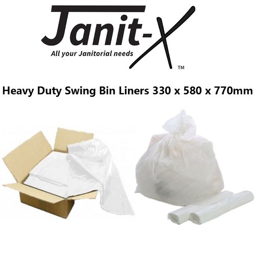 Janit-X White Heavy Duty Swing Bin Liners 300mx550mx700mm 100's