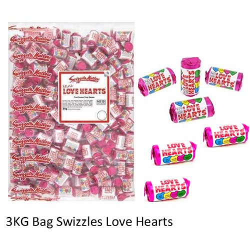 Swizzels Love Hearts Mini Rolls 3kg Bag - PACK (2)