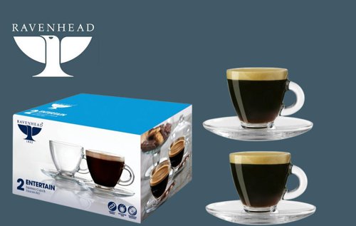 Ravenhead Entertain 80ml Set Of 2 Espresso Cup & Saucer - PACK (6)