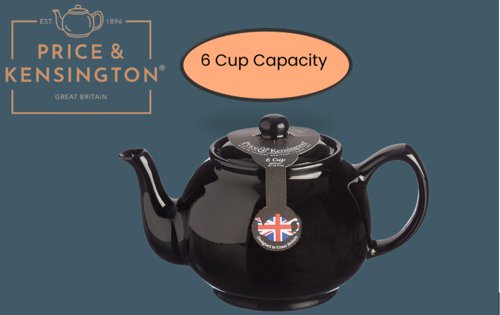 Price & Kensington Black Gloss 6 Cup / 39oz Large Teapot - PACK (3)