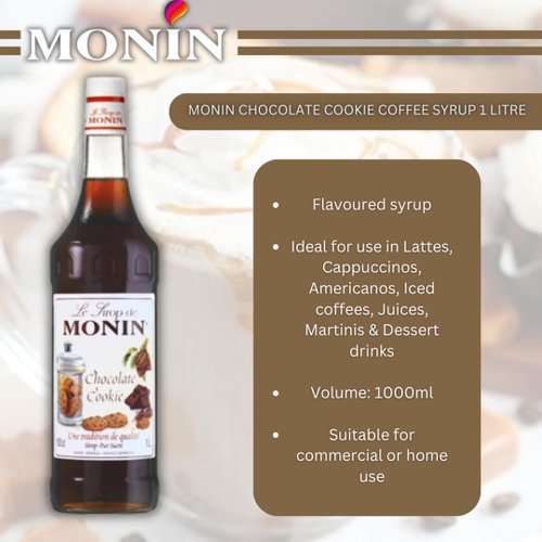 Monin Chocolate Cookie Coffee Syrup 1 Litre  - PACK (6)
