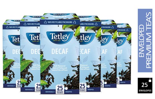 Tetley Decaf Envelope Teabags 25's - PACK (6)