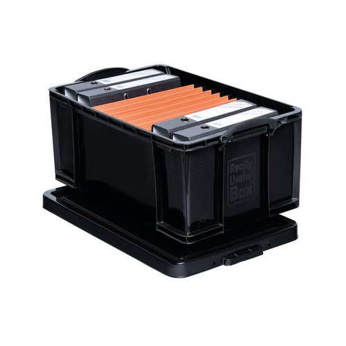 Really Useful Black Plastic Storage Box 64 Litre