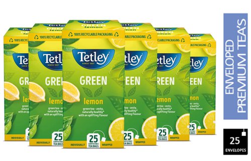 Tetley Green Tea & Lemon Envelopes 25's - PACK (6)