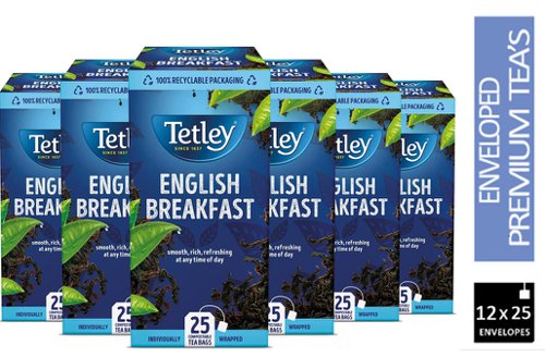Tetley English Breakfast Envelopes 25's - PACK (6)