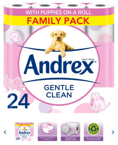 Andrex Puppies On A Roll Gentle Clean Toilet Paper Pack 24's