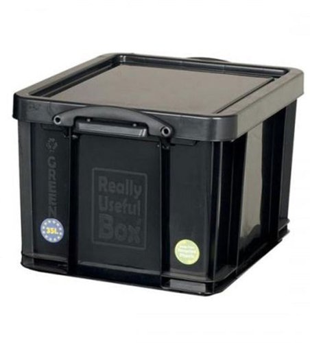 Really Useful Black Plastic Storage Box 35 Litre