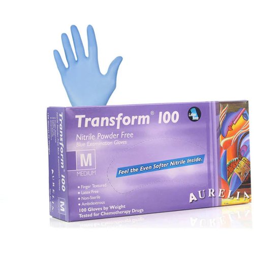 Aurelia TRANSFORM/SONIC Finger-Textured Blue Powder Free LARGE Nitrile Gloves 100's