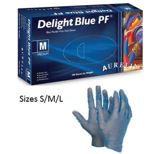 Delight Blue Powder Free SMALL Vinyl Gloves 100's
