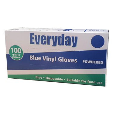 Delight Blue Lightly Powdered MEDIUM Vinyl Gloves 100's