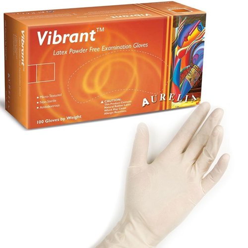 Vibrant Natural Powder Free LARGE Latex Gloves Pack 100's