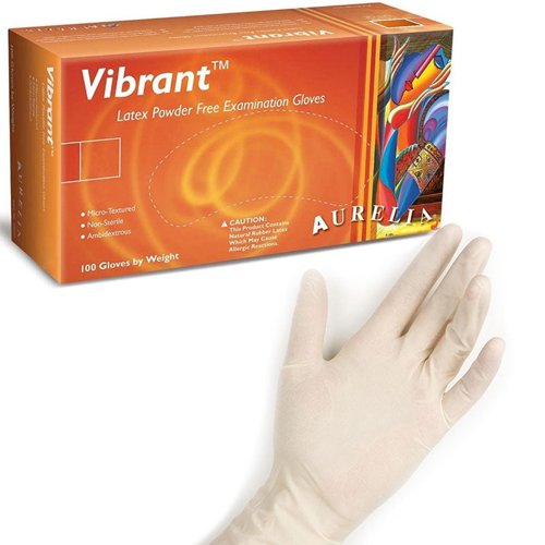 Vibrant Natural Powder Free SMALL Latex Gloves Pack 100's