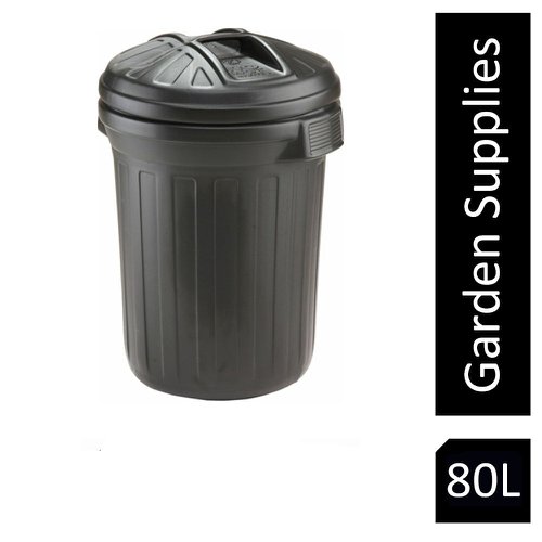 Fixtures Strata Black Bin With Push On Lid 80 Litre
