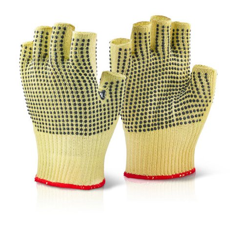 Kevlar Large Fingerless Dotted Gloves (Pair)