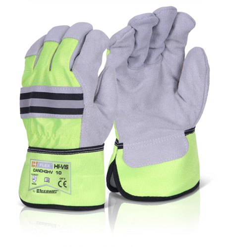 Beeswift Canadian Grey Hi-Vis Gloves (Pair)