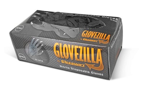 Glovezilla Black Powder Free Small Nitrile Gloves Pack 100's