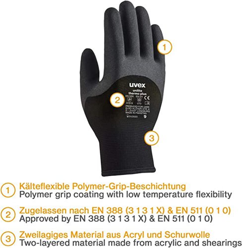 Uvex Unilite Medium Thermo Gloves (Pair)