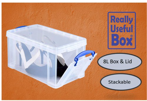 Really Useful Clear Plastic Front Opening Storage Box 8 Litre