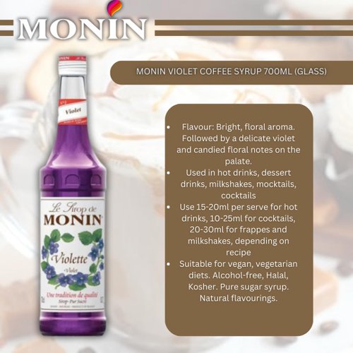 Monin Violet Coffee Syrup 700ml (Glass) - PACK (6)