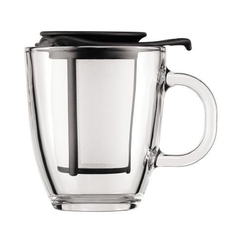 Bodum Yo-Yo Black Mug & Tea Strainer 0.35 Litre