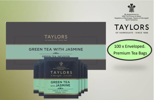 Taylors of Harrogate Green Tea W/Jasmin Enveloped Tea Pack 100’s
