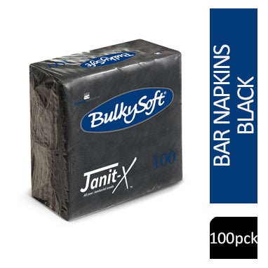 Janit-X Paper Cocktail Napkins Black 2 Ply 24cmx24cm 100's - PACK (20)