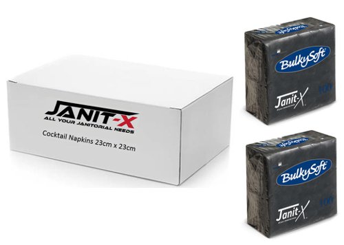 Janit-X Paper Cocktail Napkins Black 2 Ply 24cmx24cm 100's