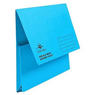 Brights Document Wallets Foolscap Half Flap Blue Pack 50's