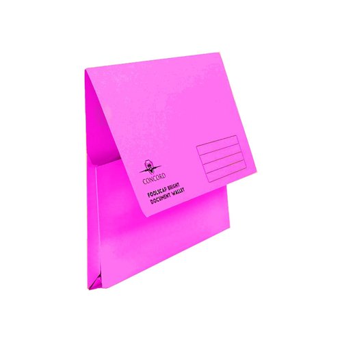Brights Document Wallets Foolscap Half Flap Pink 50's