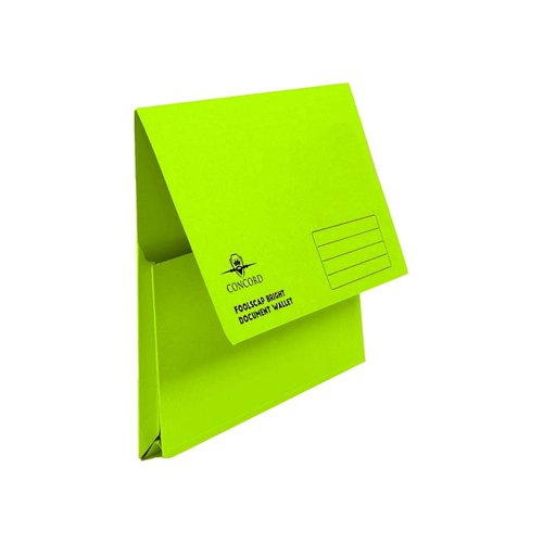 Brights Document Wallets Foolscap Half Flap Green 50's