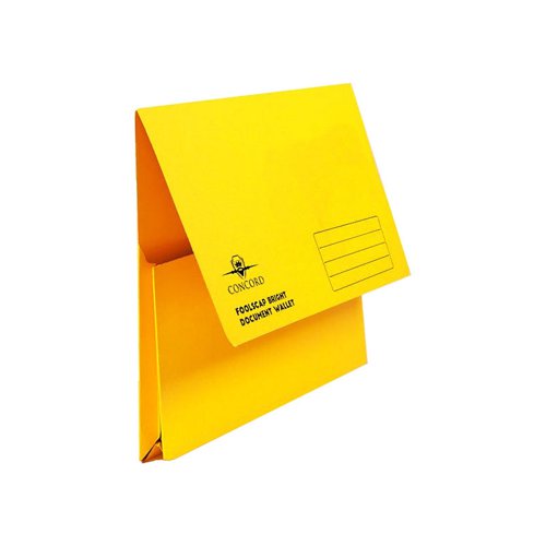 Brights Document Wallets Foolscap Half Flap Yellow 50's