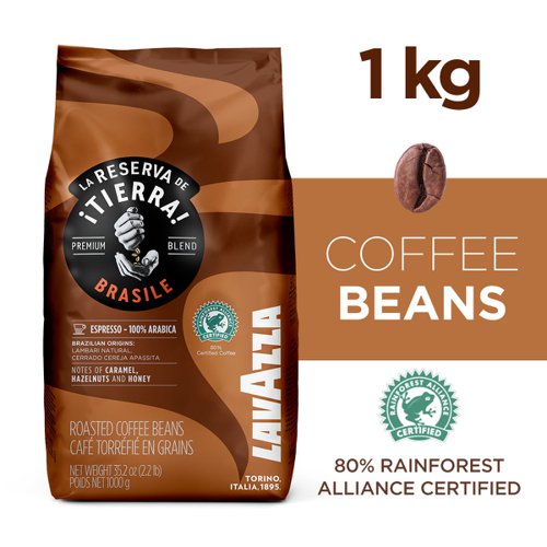Lavazza Tierra Origins Brasile 100% Coffee Beans 1kg (Orange) - PACK (6)