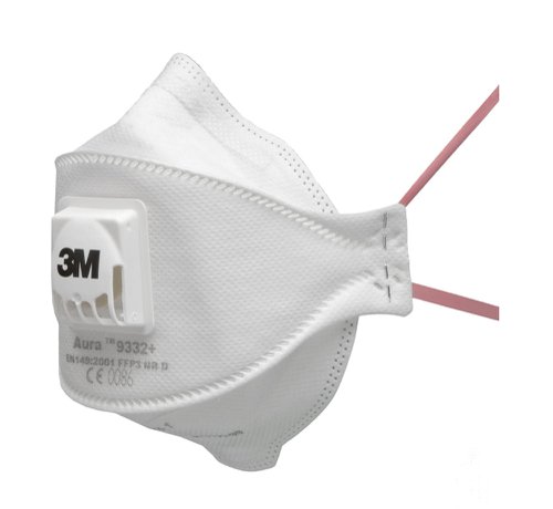 3M Aura Flat Fold Respirator Mask (9332+)