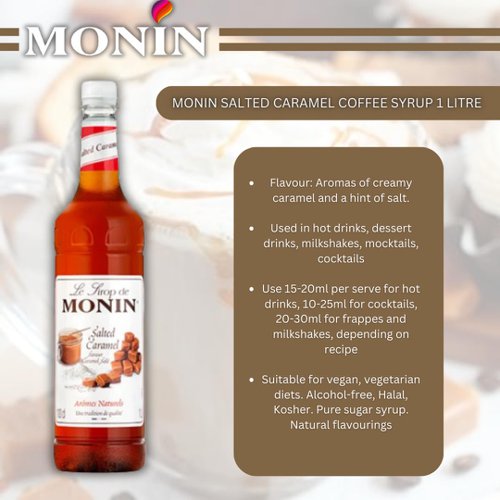 Monin Salted Caramel Coffee Syrup 1 Litre  - PACK (6)