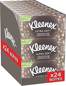 Kleenex Ultrasoft - Ultra Soft Tissue Boxes - Silk Feel - Pack of 64 - PACK (24)