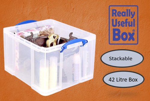 Really Useful Clear Plastic Storage Box 42 Litre