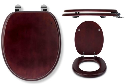 Mahogany & Chrome Toilet Seat