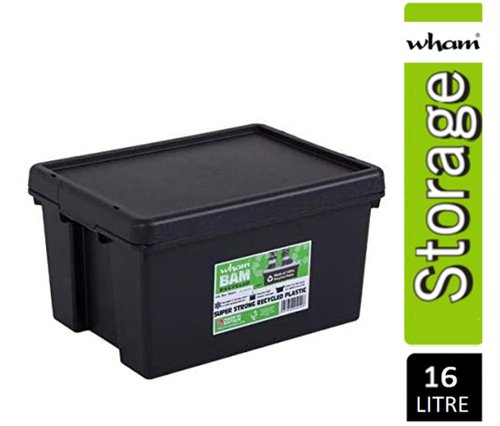 Wham Bam Black Recycled Storage Box 16 Litre