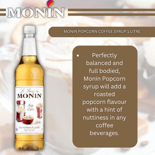 Monin Popcorn Coffee Syrup 1 Litre  - PACK (6)