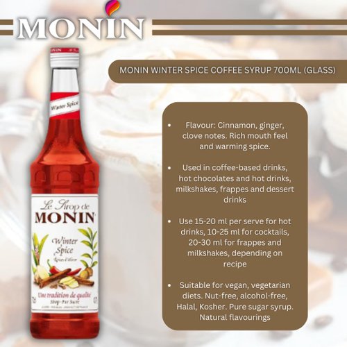 Monin Winter Spice Coffee Syrup 700ml (Glass) - PACK (6)