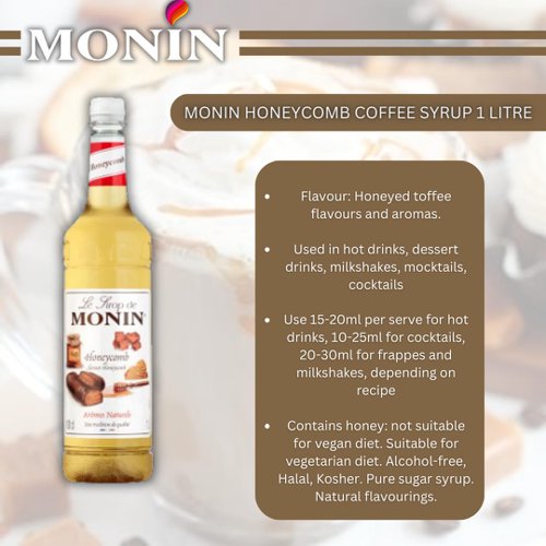 Monin Honeycomb Coffee Syrup 1 Litre  - PACK (6)