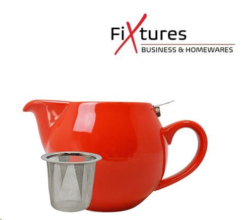 Red Porcelain Stump Teapot With S/S Lid 500ml