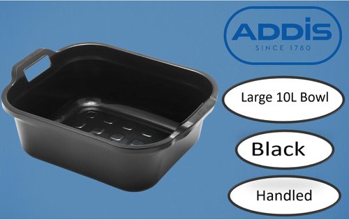 Addis Large Rectangular Black 10 Litre Washing Up Bowl with Handles