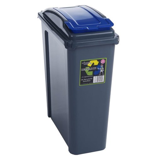 VFM Recycle It Blue Slimline Bin & Lid 25 Litre