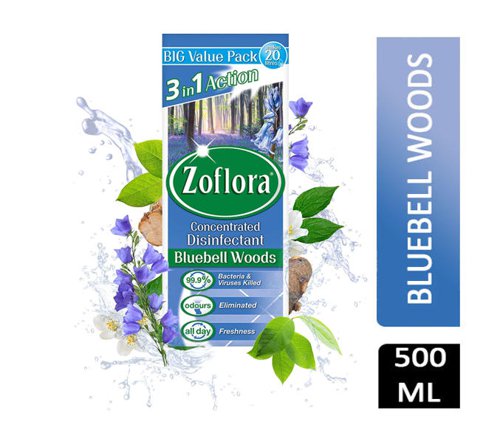 Zoflora Bluebell Woods Disinfectant 500ml - PACK (12)