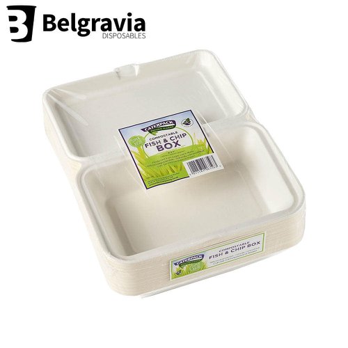 Belgravia Bio CaterPack 6x9inch Fish Chip Boxes Pack 50's