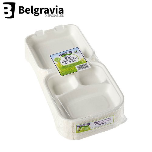 Belgravia Bio CaterPack 8x8inch Compartment Boxes Pack 50's - PACK (10)