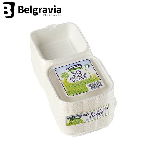 Belgravia Bio CaterPack 6x6inch Burger Boxes Pack 50's - PACK (20)