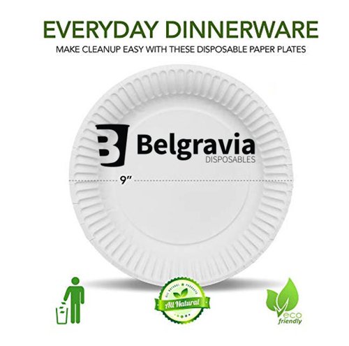 Belgravia Disposable Paper Plates (23cm, 9”) 100's 